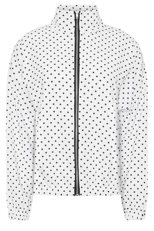 PixieGirl Petite Women's White Polka Dot Textured Funnel Neck Jacket | PixieGirl 6