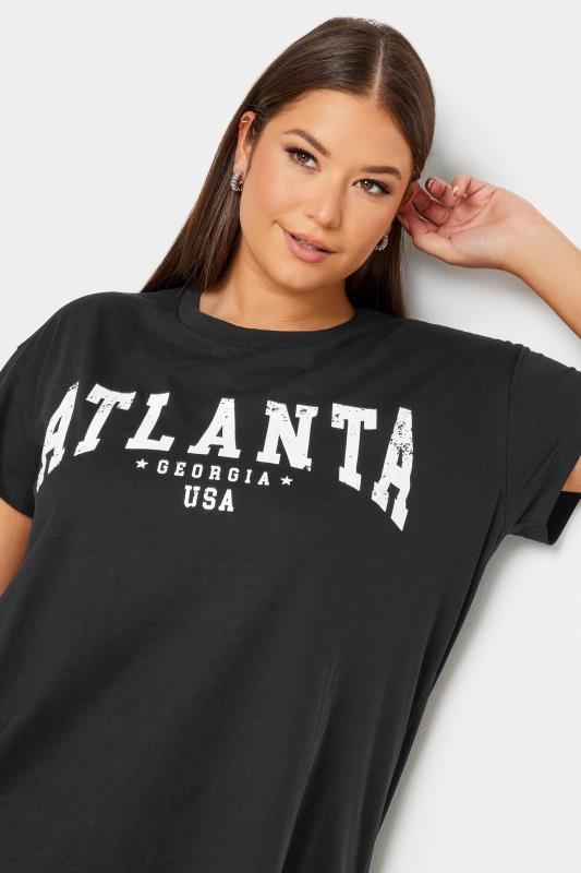 YOURS Curve Black 'Atlanta' Slogan T-Shirt | Yours Clothing  4
