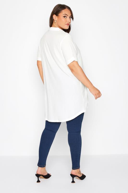Plus Size Cream Crinkle Button Through Shirt | Yours Clothing  3