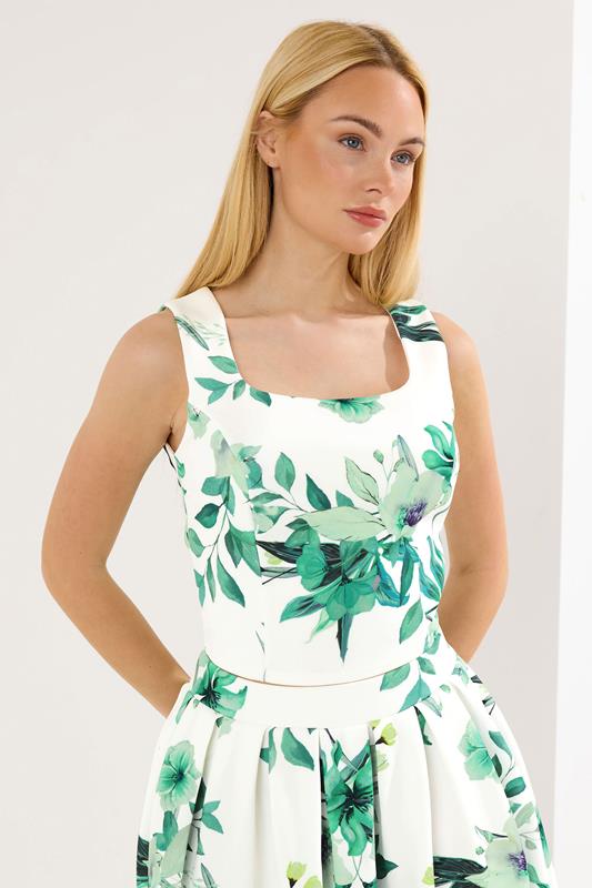 STAR White Floral Scuba Vest Top | StarByJM 1