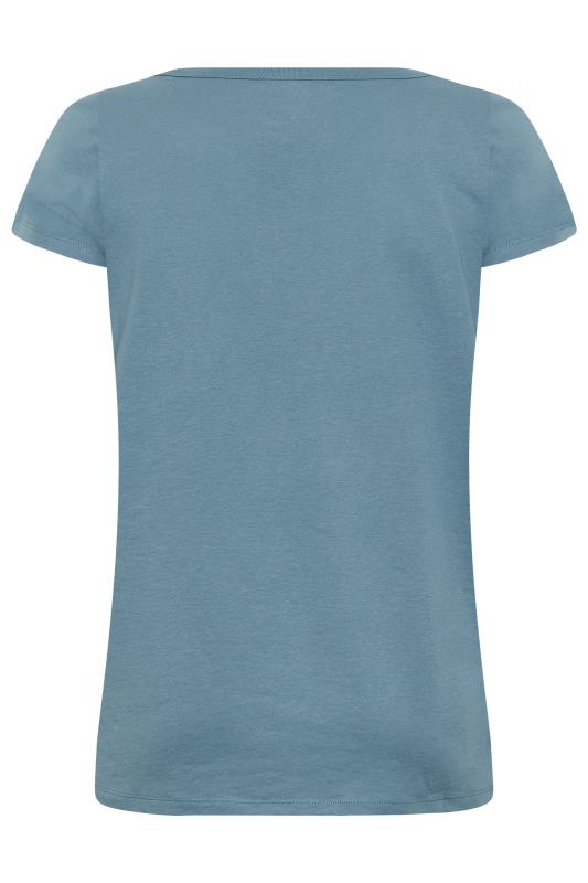 Curve Plus Size Blue Basic Short Sleeve T-Shirt  - Petite| Yours Clothing  7