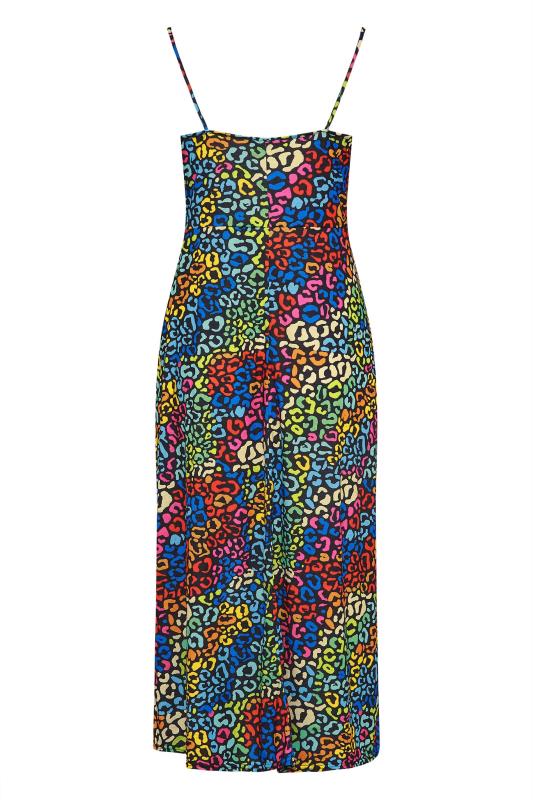 LIMITED COLLECTION Plus Size Black Rainbow Leopard Print Side Split Midaxi Dress | Yours Clothing 7