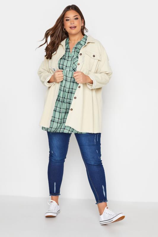 Plus Size Mint Green Overhead Check Shirt | Yours Clothing 2