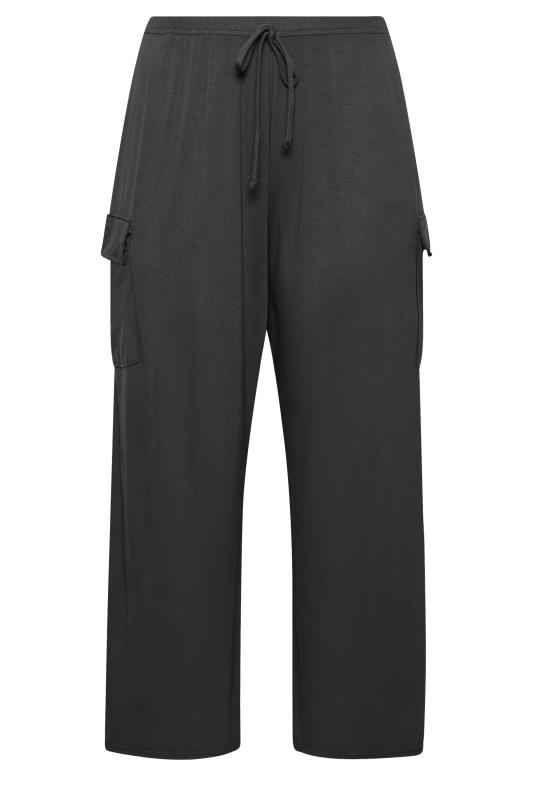 YOURS Curve Plus Size Black Wide Leg Cargo Trousers | Yours Clothing  4