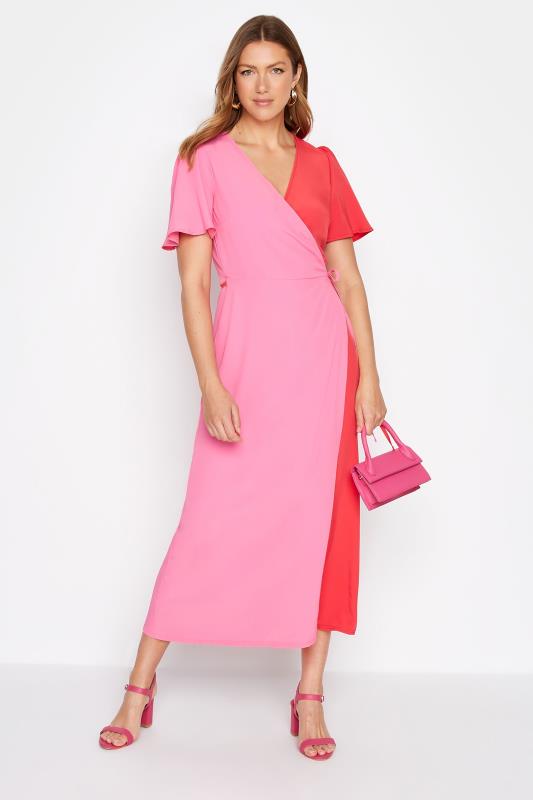 LTS Tall Pink & Red Two Tone Wrap Dress 2