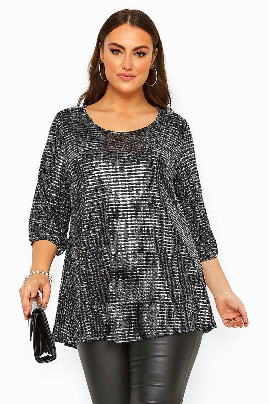 Plus Size Silver Party Tops | Yours Clothing