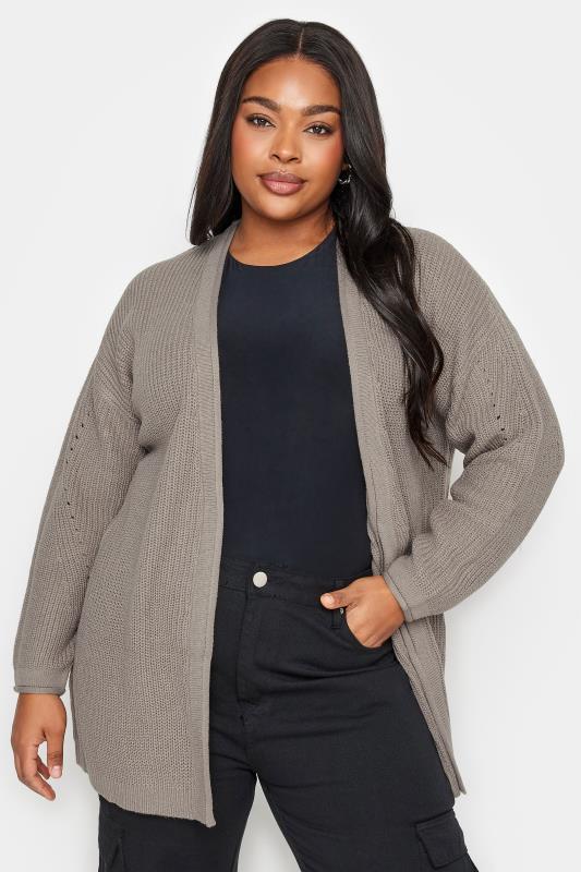YOURS Plus Size Mocha Brown Essential Knitted Cardigan | Yours Clothing  2