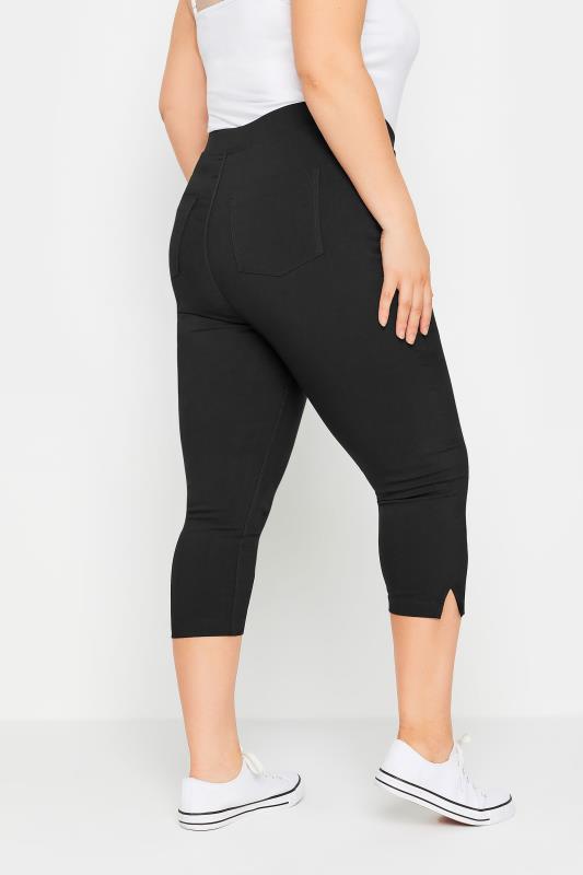 Black Bengaline Cropped Pull On Trousers, plus size 16 to 36 3