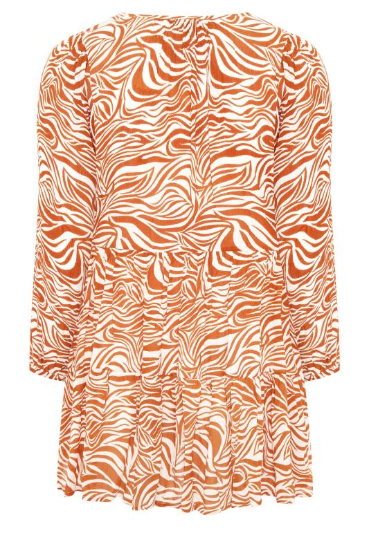 YOURS LONDON Orange Zebra Print Long Sleeve Blouse_BK.jpg
