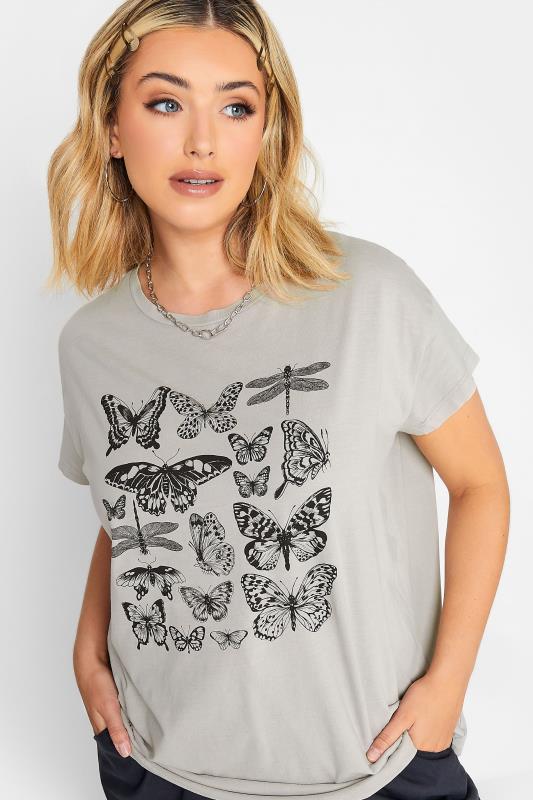 LIMITED COLLECTION Plus Size Natural Brown Butterfly Print T-Shirt | Yours Clothing 4