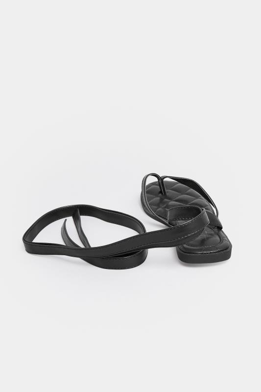 PixieGirl Black Toe Thong Ankle Strap Flat Sandals In Standard Fit | PixieGirl  4