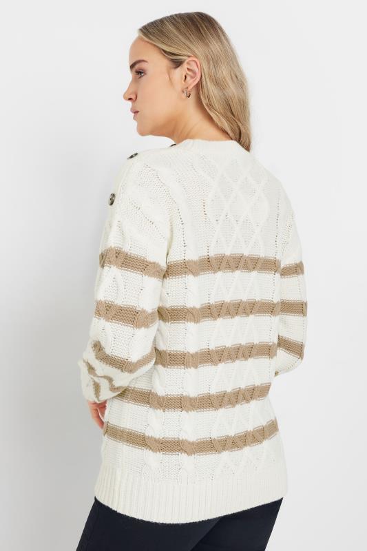 LTS Tall Ivory White Stripe Cable Knit Jumper | Long Tall Sally 3