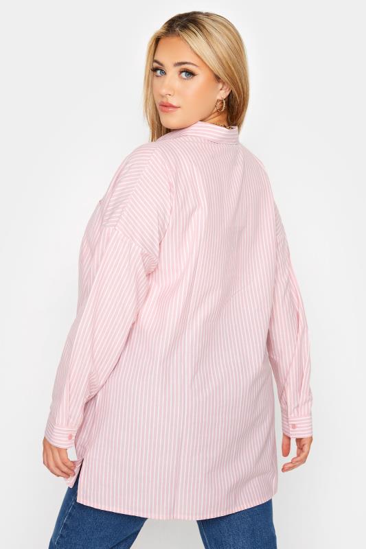 YOURS FOR GOOD Curve Pink Stripe Oversized Shirt 3