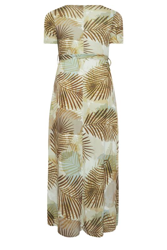 YOURS Curve Plus Size Brown Tropical Leaf Print Wrap Dress | Yours Clothing  7