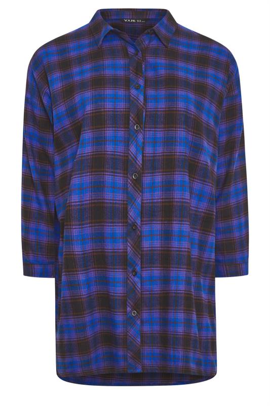 YOURS Plus Size Blue Check Print Oversized Shirt | Yours Clothing 6
