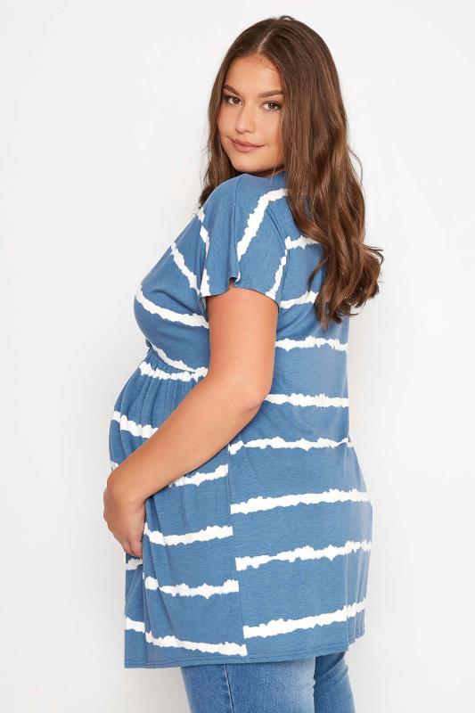 BUMP IT UP MATERNITY Plus Size Blue Tie Dye Wrap Top | Yours Clothing 3