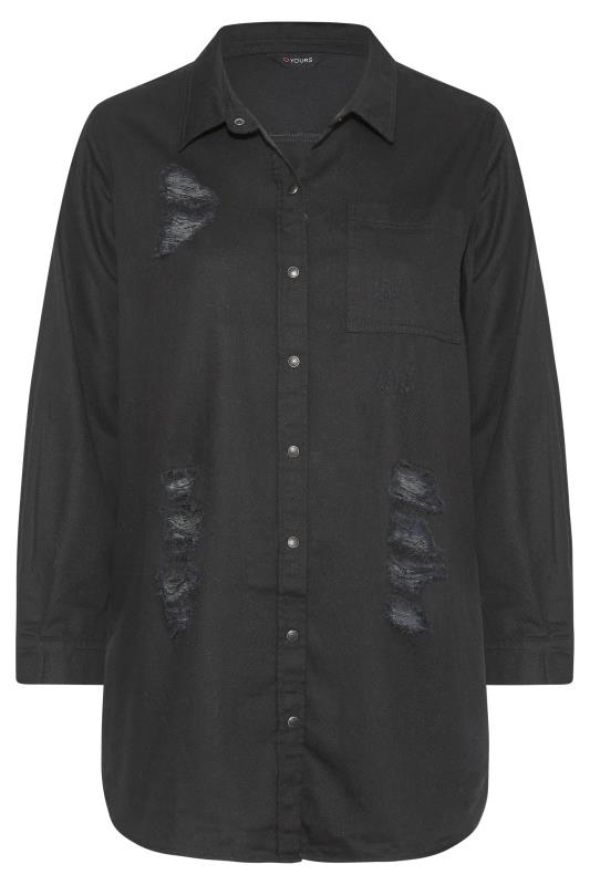 Curve Black Distressed Denim Shirt_F.jpg