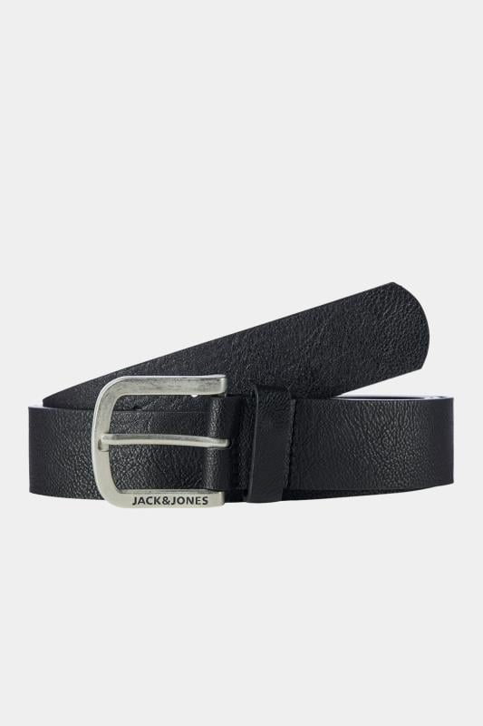 JACK & JONES Big & Tall Black Silver Tone Buckle Belt | BadRhino 2