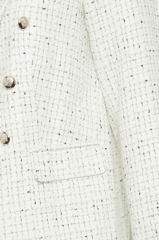 YOURS Plus Size White Check Boucle Blazer | Yours Clothing 5
