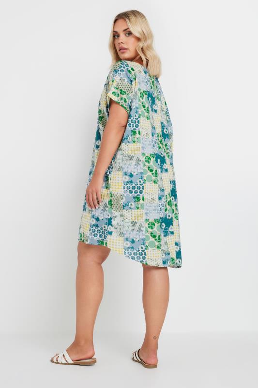 YOURS Plus Size Green Tile Print Tunic Dress | Yours Clothing 3