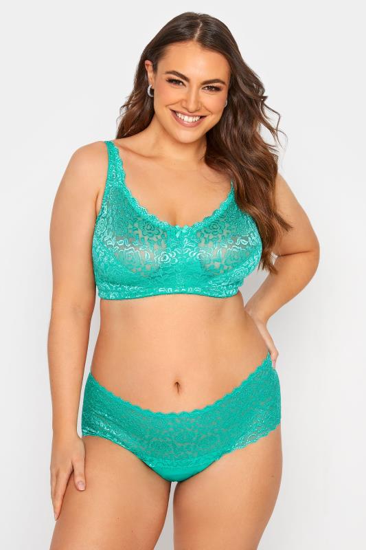 Green Hi Shine Lace Non-Padded Non-Wired Full Cup Bra 2