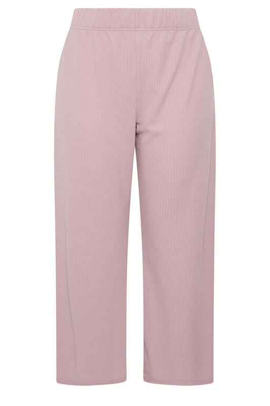LIMITED COLLECTION Plus Size Pink Crinkle Wide Leg Trousers | Yours Clothing 5