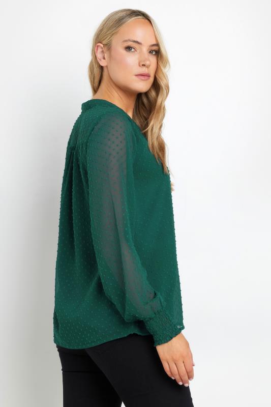 LTS Tall Emerald Green Dobby Spot Long Sleeve Blouse | Long Tall Sally 3