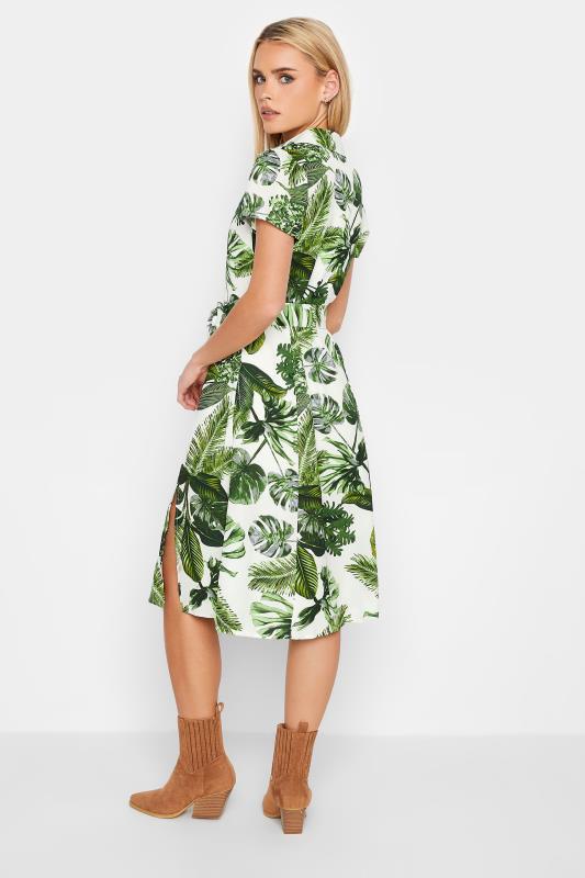 Petite Green Leaf Print Button Through Dress | PixieGirl 3