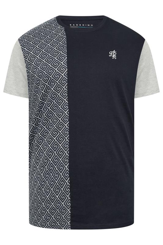 BadRhino Big & Tall Navy Blue & Grey Aztec Print Short Sleeve T-Shirt | BadRhino 3