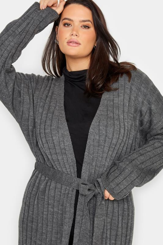 LTS Tall Women's Grey Marl Belted Knitted Maxi Cardigan | Long Tall Sally 4