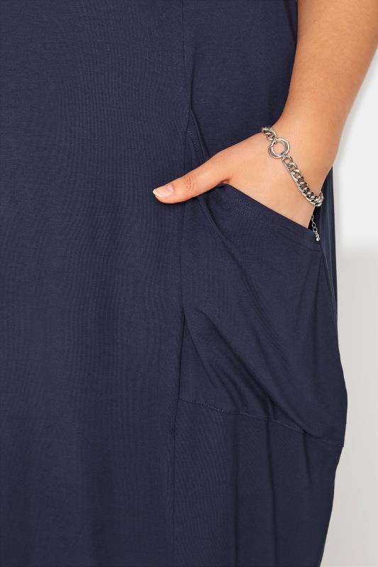 YOURS FOR GOOD Curve Navy Blue Drape Pocket Dress_R.jpg