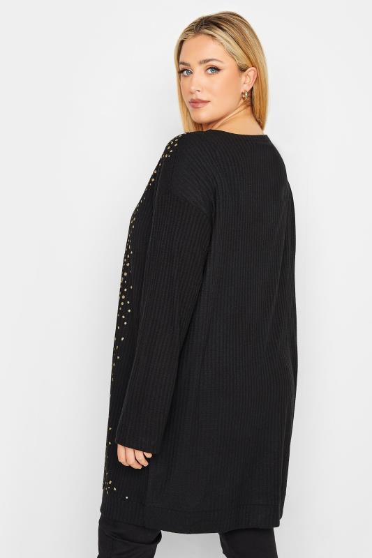 YOURS LUXURY Plus Size Curve Black & Gold Glitter Soft Touch Cardigan | Yours Clothing  4