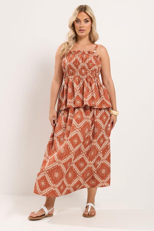YOURS Plus Size Rust Orange Abstract Vest Top | Yours Clothing 2