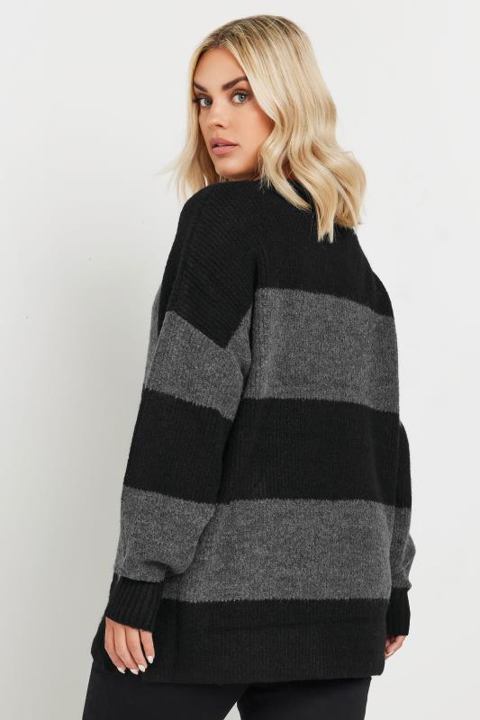 YOURS Plus Size Grey Stripe Knitted Jumper | Yours Clothing 5