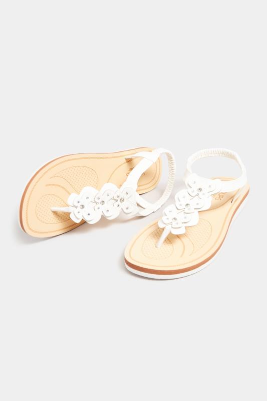 White Diamante Butterfly Sandals In Extra Wide EEE Fit | Yours Clothing 5