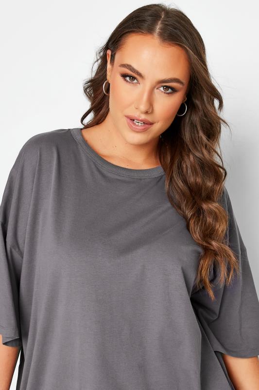 Plus Size Grey Oversized Boxy T-Shirt | Yours Clothing 4