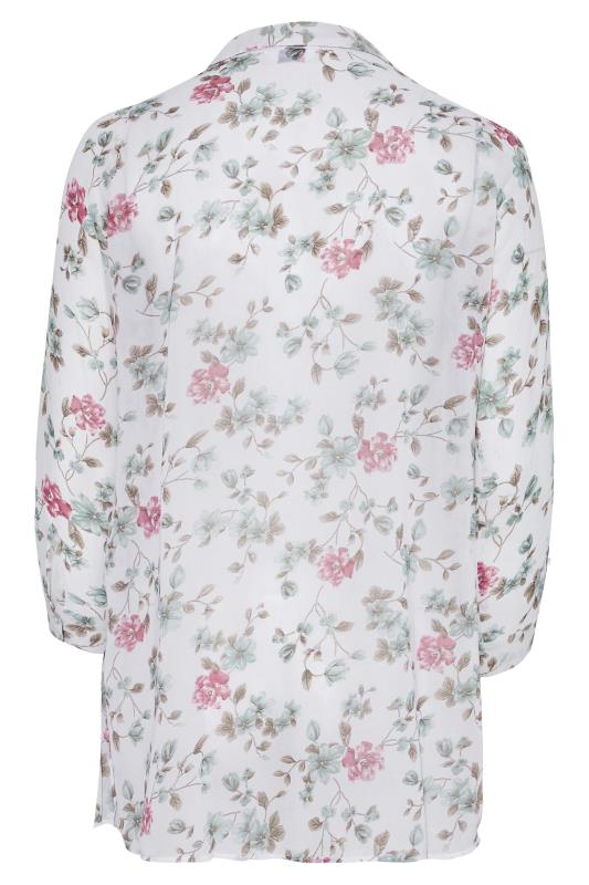 Plus Size White Floral Button Through Shirt | Yours Clothing 7