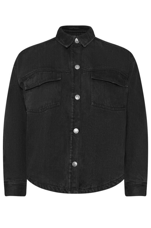 YOURS Plus Size Black Quilted Denim Shacket | Yours Clothing 7