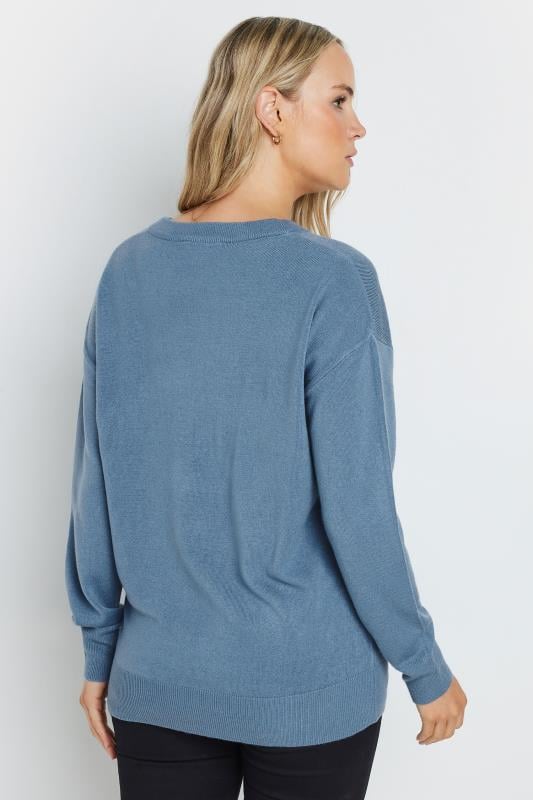 LTS Tall Blue Long Sleeve V-Neck Jumper | Long Tall Sally 3