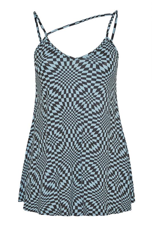 LIMITED COLLECTION Curve Blue Checkerboard Print Strap Detail Cami Top_X.jpg