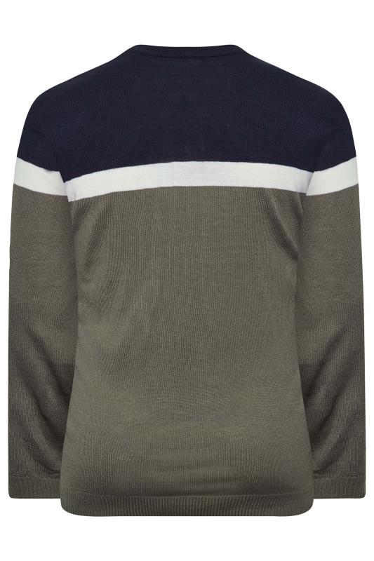 BadRhino Big & Tall Charcoal Grey Colour Block Knitted Jumper 2