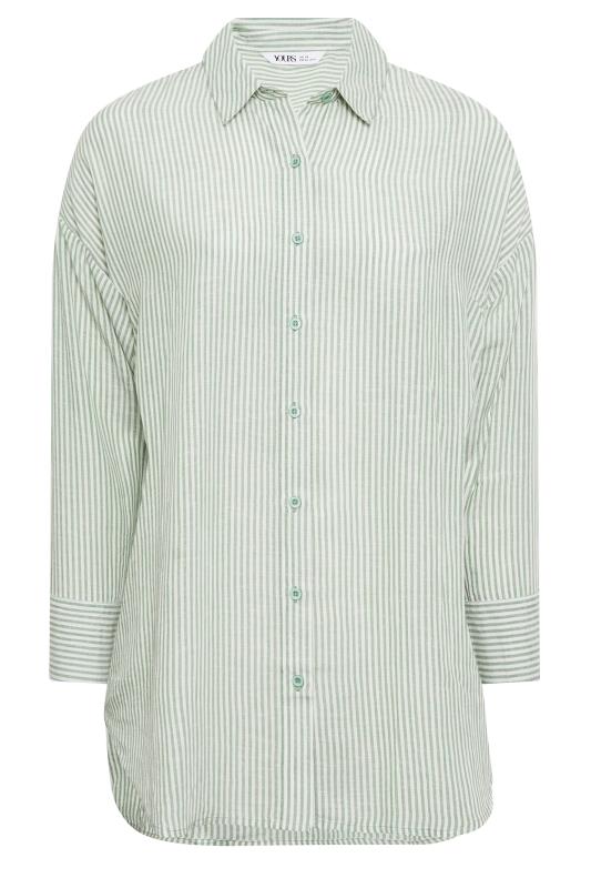 YOURS Plus Size Green Pinstripe Shirt | Yours Clothing 6