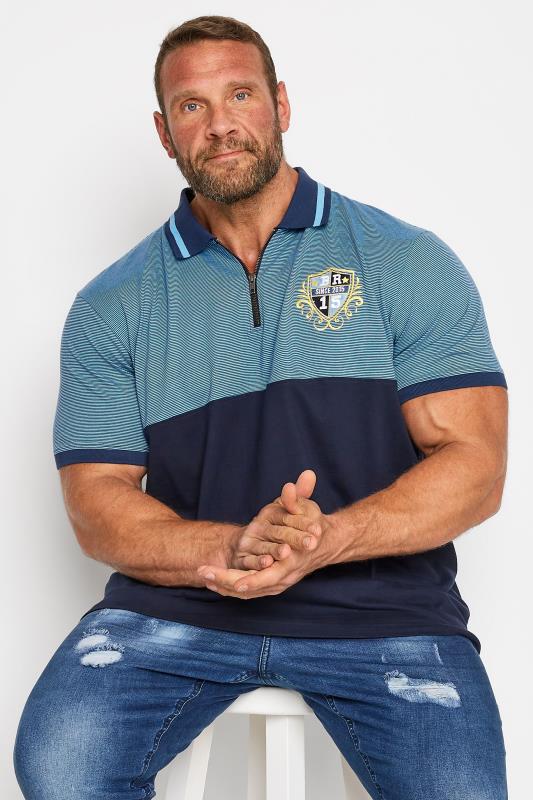 Men's  BadRhino Big & Tall Blue Crest Zip Polo Shirt