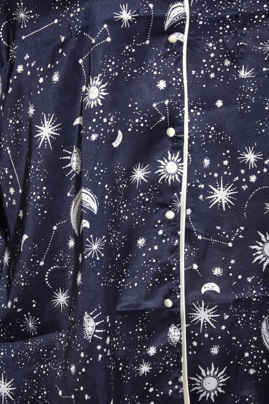 Curve Navy Blue Cosmic Print Satin Pyjama Set 5