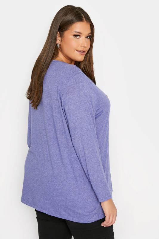 Plus Size Purple Marl Long Sleeve T-Shirt | Yours Clothing 3
