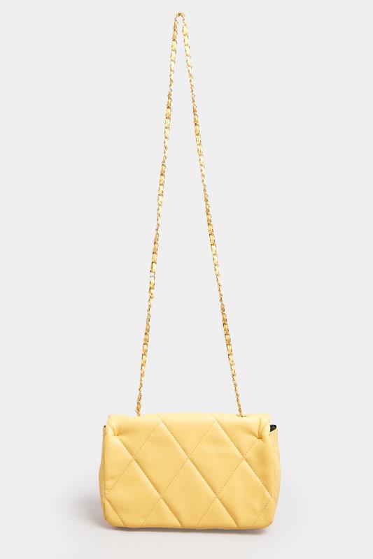 Yellow Studded Quilted Chain Bag | Yours Clothing 4