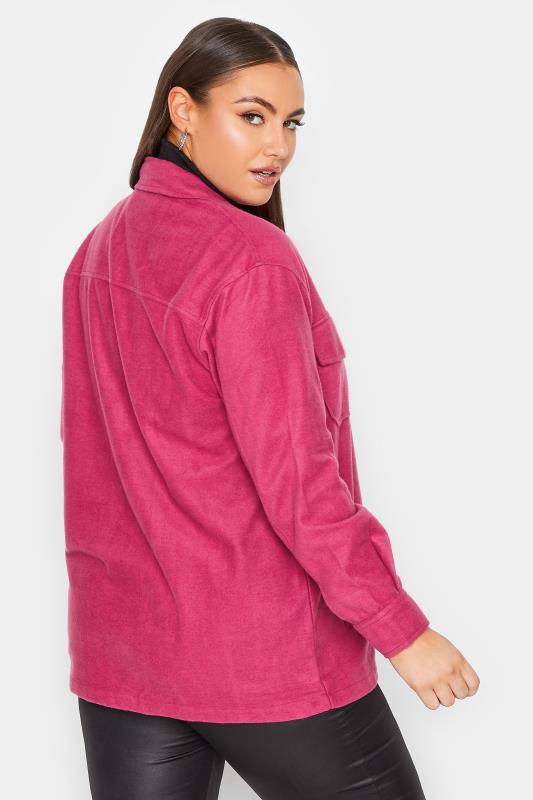 Curve Plus Size Hot Pink Midi Shacket | Yours Clothing  4