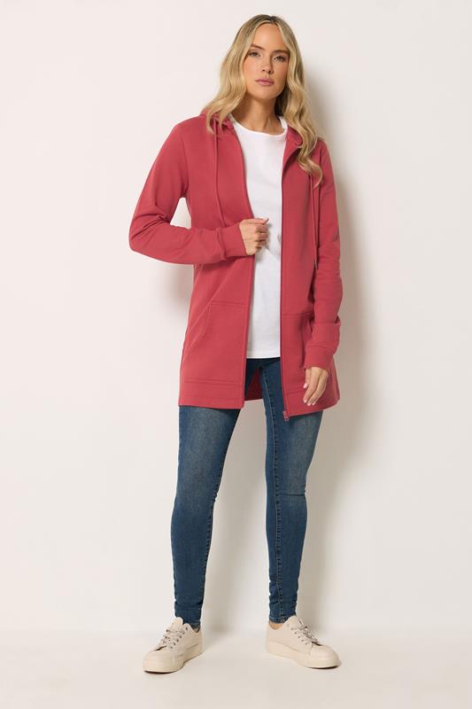 LTS Tall Women's Red Cotton Longline Zip Hoodie | Long Tall Sally 1