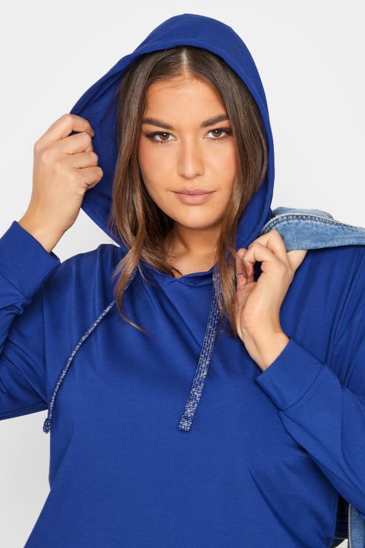 YOURS Plus Size Curve Cobalt Blue Pocket Hoodie Dress | Yours Clothing 4