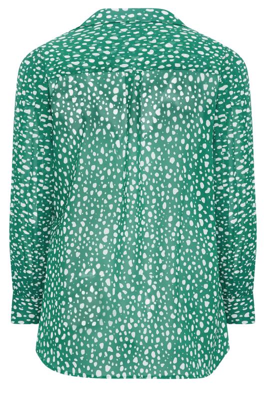 Plus Size YOURS LONDON Green Dalmatian Pleat Sleeve Shirt | Yours Clothing 7